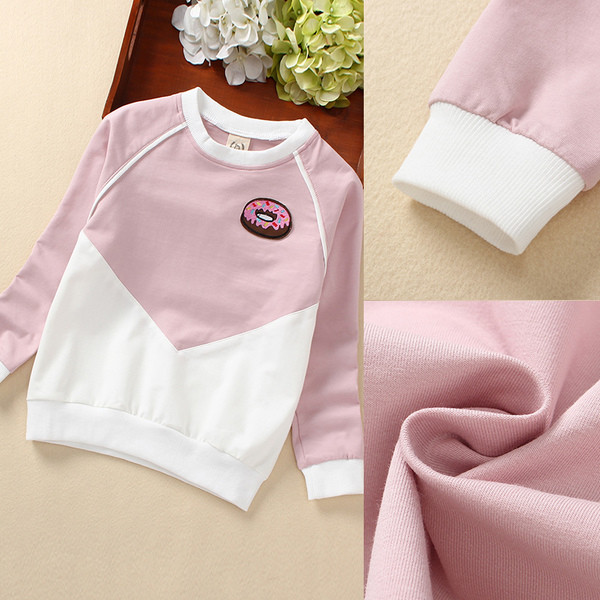 Lezser gyerekblúz lányoknak O-nyakú, színes hímzéssel, két színben