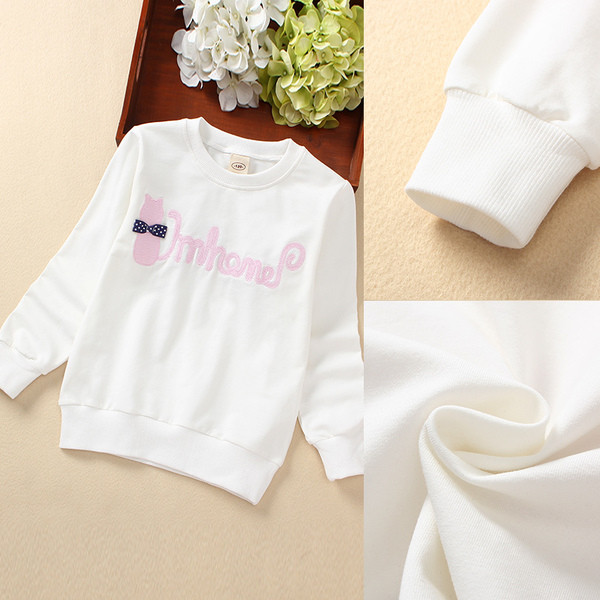 Bluza pentru copii din bumbac pentru fete cu aplicatie colorata in alb