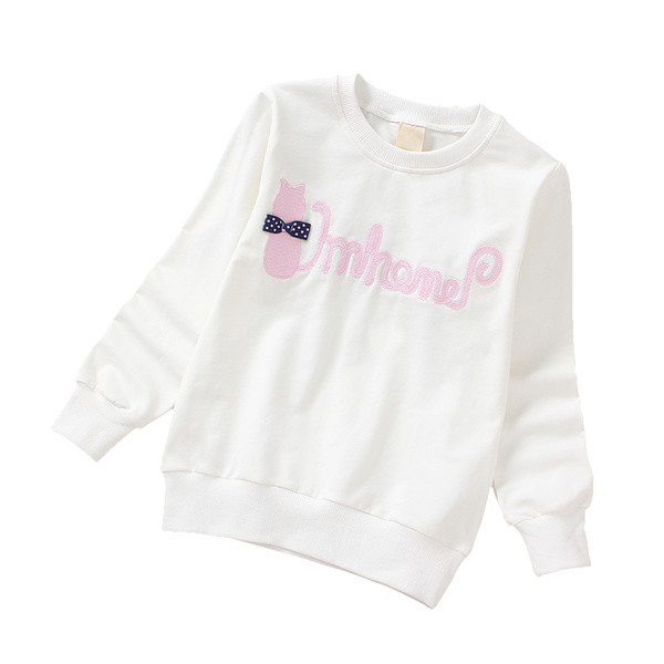 Bluza pentru copii din bumbac pentru fete cu aplicatie colorata in alb