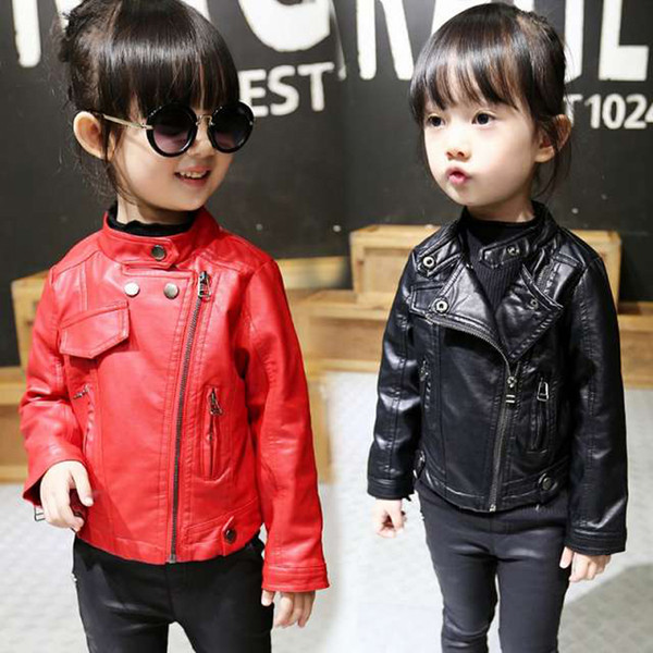 Κομψό παιδικό μποφάν για κορίτσια από οικολογικό δέρμα σε μαύρο χρώμα