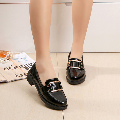 Mocasini eleganti de dama cu catarama metalica in negru si maro