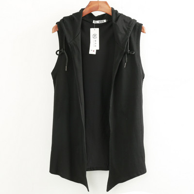 Мъжки ежедневен елек с качулка в черен цвят