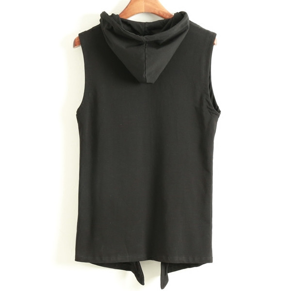 Мъжки ежедневен елек с качулка в черен цвят