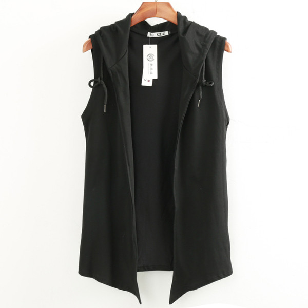 Мъжки ежедневен елек с качулка в черен цвят