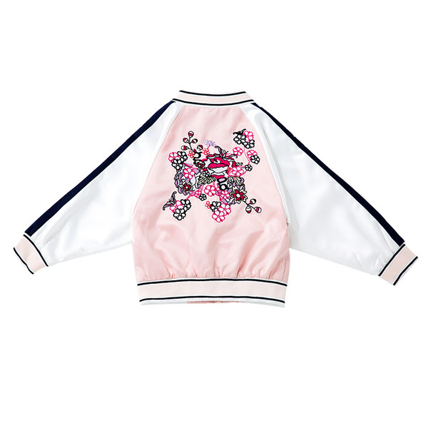 Παιδικό μπουφάν για κορίτσια με έγχρωμο κέντημα σε δύο χρώματα
