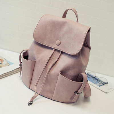 Дамска кожена раница с външни джобове в няколко цвята