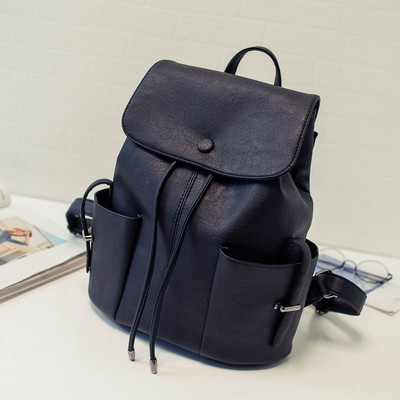 Дамска кожена раница с външни джобове в няколко цвята