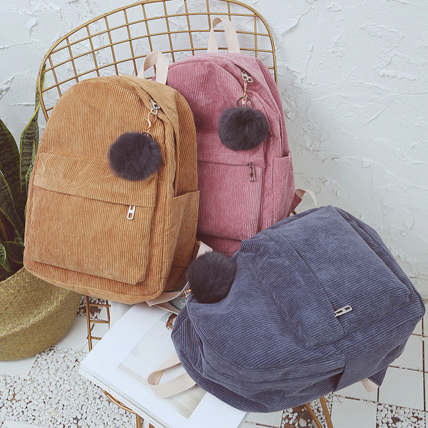 Rucsac de dama cu accesoriu de puf in mai multe culori