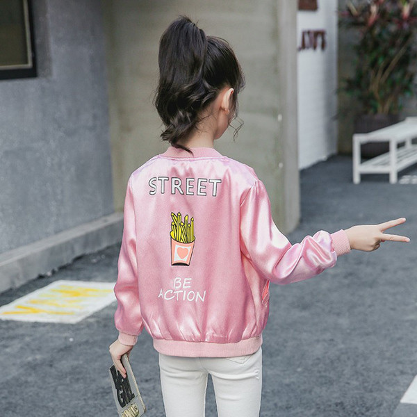 Μοντέρνο παιδικό μπουφάν με έγχρωμο κέντημα σε μπλε και ροζ χρώμα