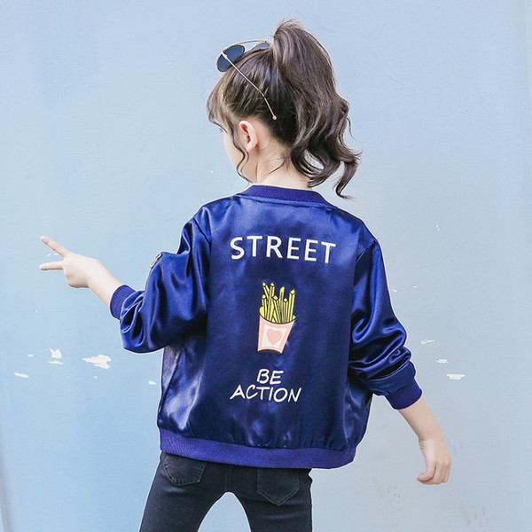 Μοντέρνο παιδικό μπουφάν με έγχρωμο κέντημα σε μπλε και ροζ χρώμα