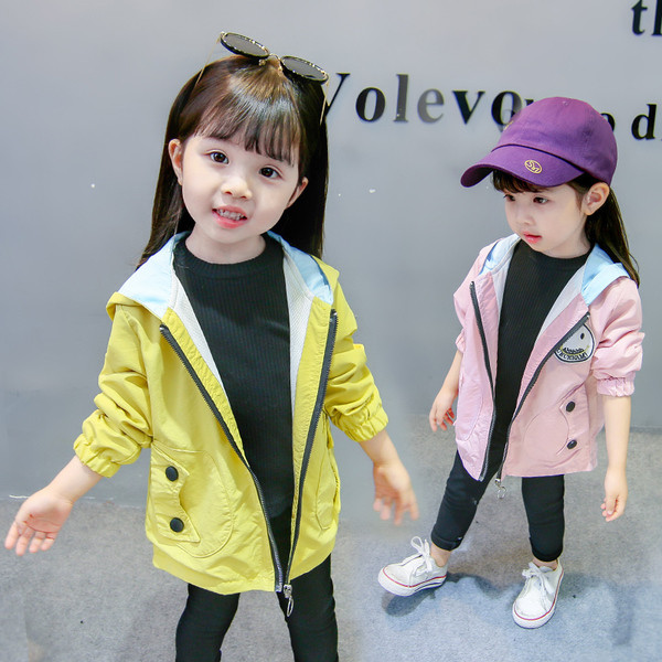 Μοντέρνο παιδικό μπουφάν με κουκούλα για κορίτσια σε διάφορα χρώματα