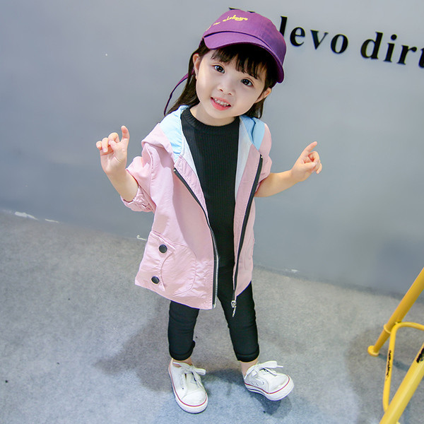Μοντέρνο παιδικό μπουφάν με κουκούλα για κορίτσια σε διάφορα χρώματα