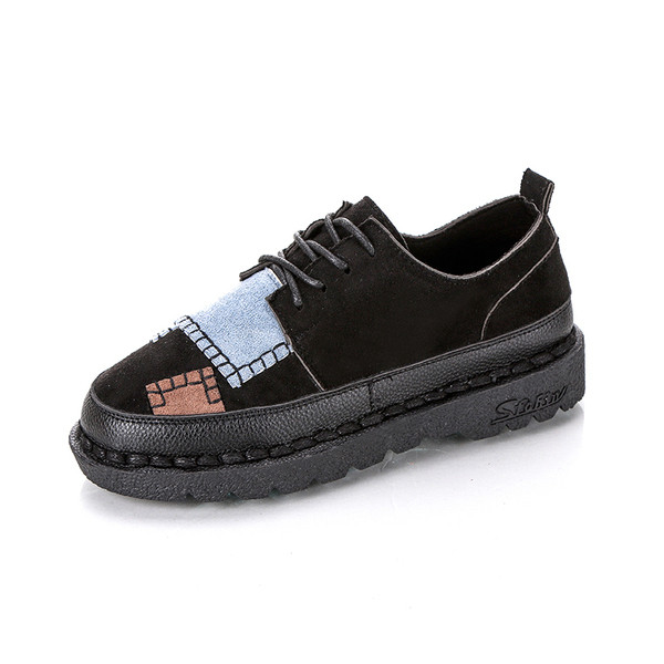 Pantofi de dama de piele intoarsa sport si eleganti cu pete colorate