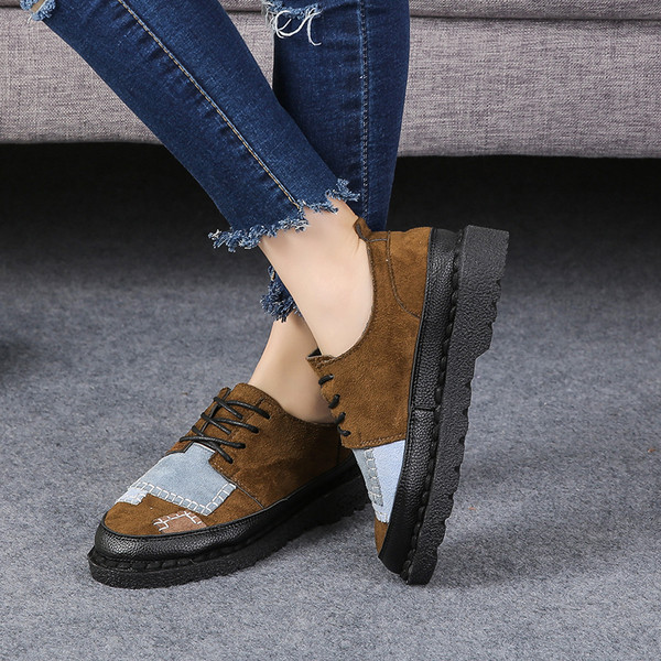 Pantofi de dama de piele intoarsa sport si eleganti cu pete colorate