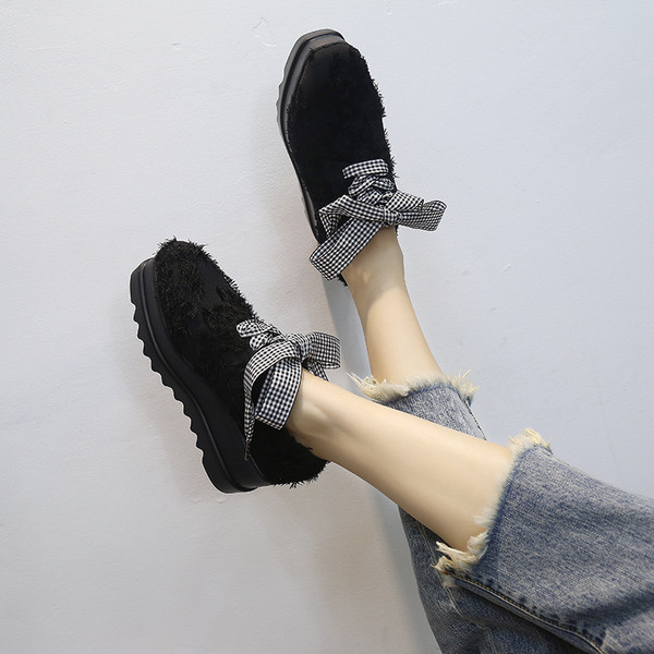 Pantofi casual dama cu platforma si sireturi in carouri