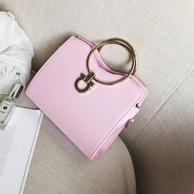 Geanta de mana patrata in mai multe culori cu maner lung