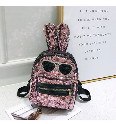 Дамска раница с пайети и 3D елемент