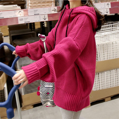 Γυναικεία φούτερ για έγκυες γυναίκες με κουκούλα σε ροζ χρώμα