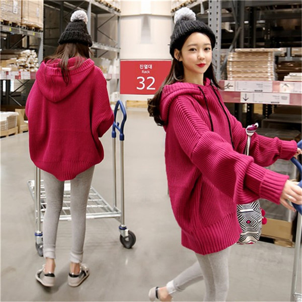 Γυναικεία φούτερ για έγκυες γυναίκες με κουκούλα σε ροζ χρώμα