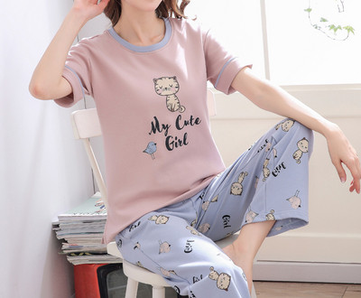 Дамска пижама в няколко цвята с надпис и щампа