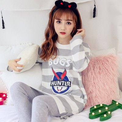 Дамска памучна пижама от две части в няколко модела с щампа