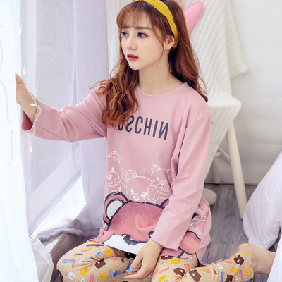 Дамска памучна пижама от две части в няколко модела с щампа