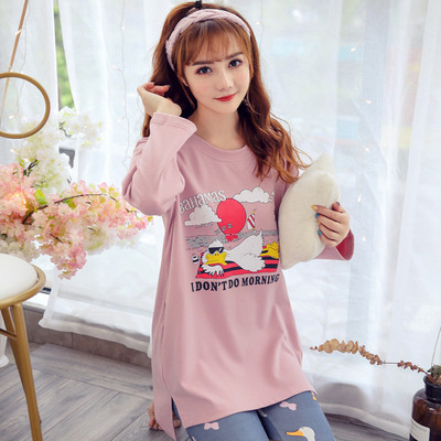 Дамска памучна пижама от две части в няколко модела с щампа