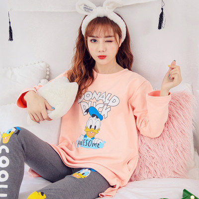 Дамска памучна пижама от две части в няколко модела с щампа