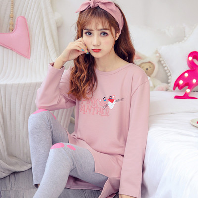 Дамска памучна пижама от две части в няколко модела с щампа