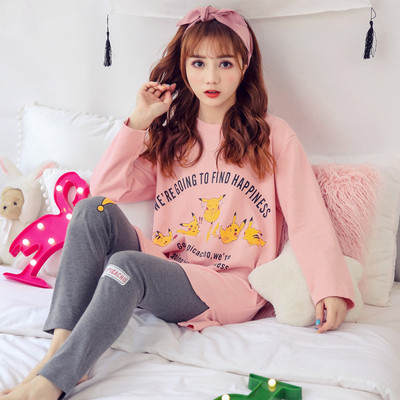 Дамска памучна пижама от две части в няколко модела с щампа