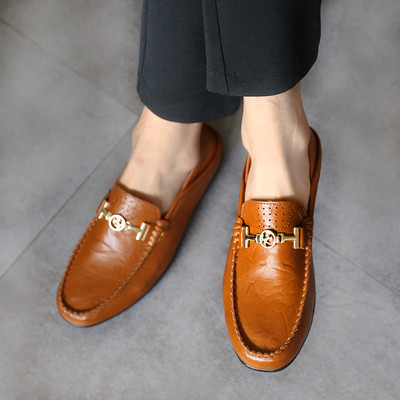 Модерни мъжки мокасини с метален елемент в няколко цвята