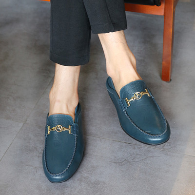 Модерни мъжки мокасини с метален елемент в няколко цвята 