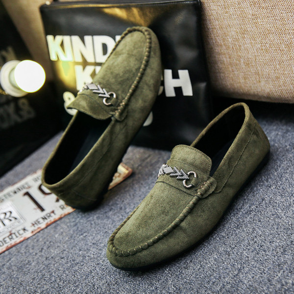 Mocasini casual barbatesti din piele intoarsa cu element metalic in mai multe culori