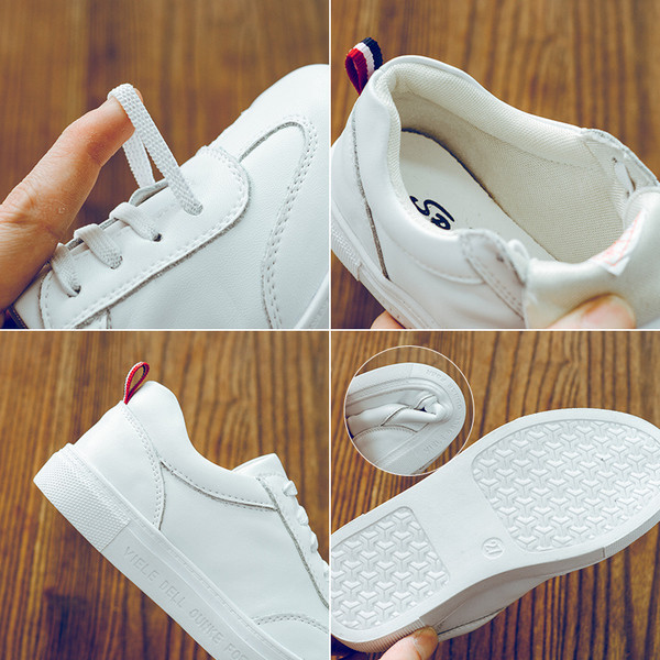 Детски маратонки в бяло и черно подходящи за момичета - два модела