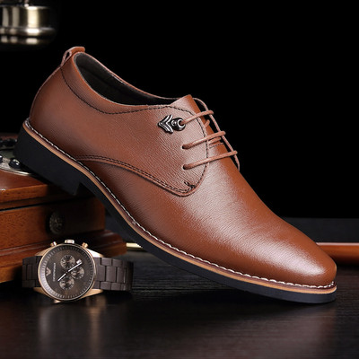 Официални мъжки кожени обувки в два цвята