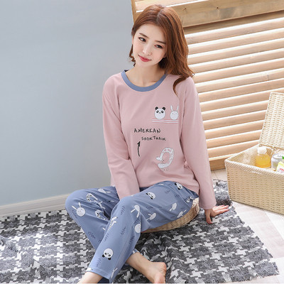 Дамска пижама - тениска с надпис и щампа и дълъг панталон с щампа