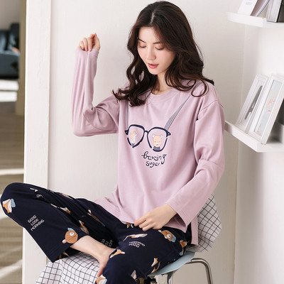 Дамска пижама - тениска с надпис и щампа и дълъг панталон с щампа