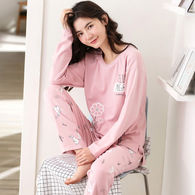 Дамска пижама - тениска с надпис и щампа и дълъг панталон с щампа