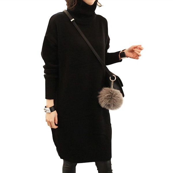 Плътна рокля за бременни жени с висока яка в черен и сив цвят