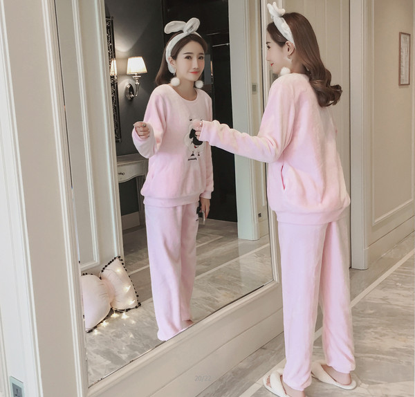 Дамска мека пижама в розов и сив цвят