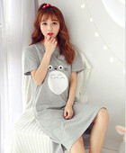 Дамска нощница с О-образна яка и щампа в два модела