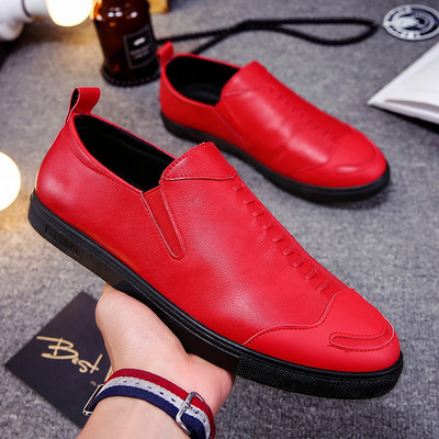 Официални мъжки обувки в черен и червен цвят