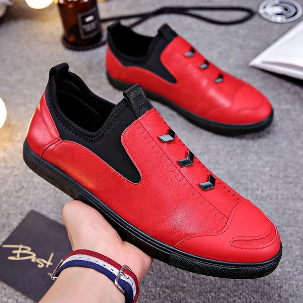 Официални мъжки обувки в черен и червен цвят