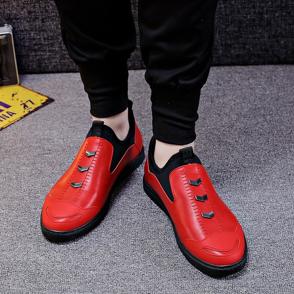 Официални мъжки обувки в черен и червен цвят