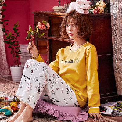 Дамска пижама - блуза с дълъг ръкав и панталон с висока еластична талия