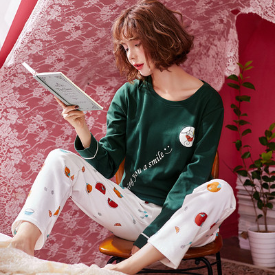 Дамска пижама - блуза с дълъг ръкав и панталон с висока еластична талия