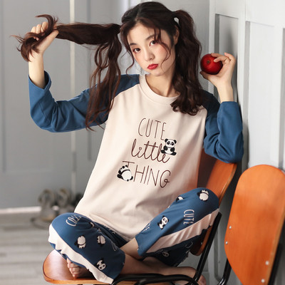 Дамска пижама - блуза с дълъг ръкав и панталон с висока еластична талия