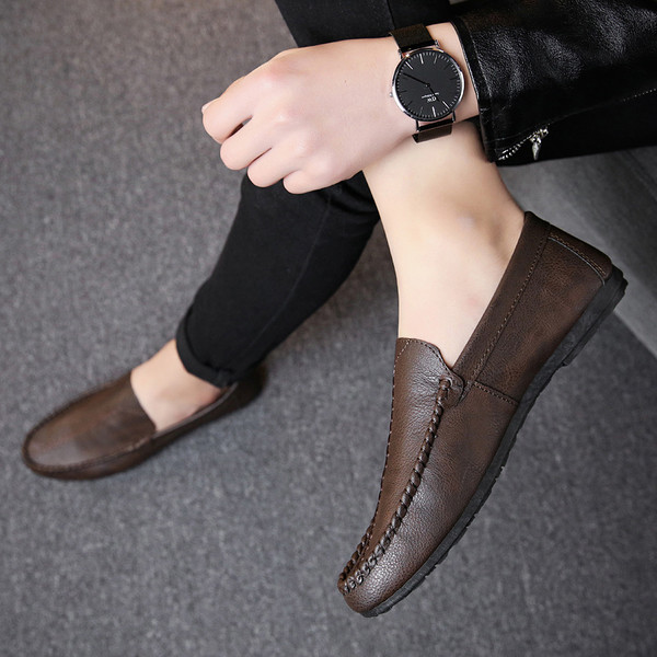 Кожени мъжки мокасини изчистен модел в няколко цвята 