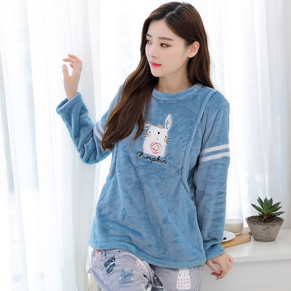 Пухена пижама за бременни жени  в два цвята