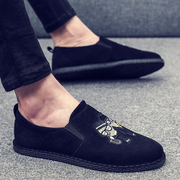 Ежедневни мъжки мокасини от велур с цветна бродерия в няколко цвята